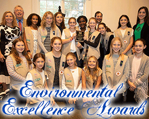 image of Girl Scout Troop 96407 accepting award from Frank Druetzler and Larry Gindoff