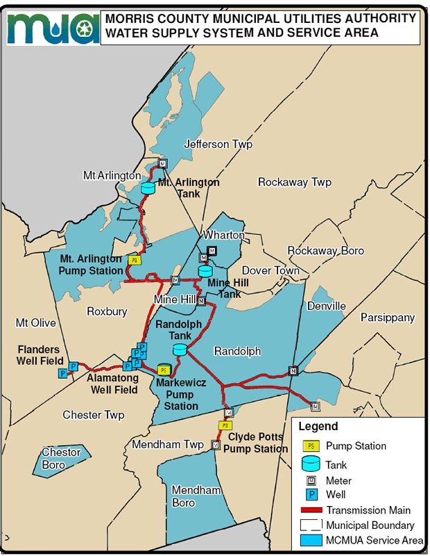 Map of MCMUA water system