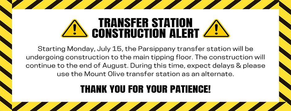 images of 2024 Construction Alert at Parsippany Transfer Station though the end of August