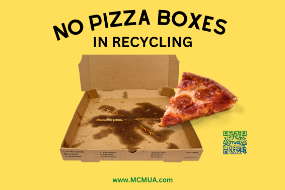 image of decal for No Pizza Boxes in Recycling