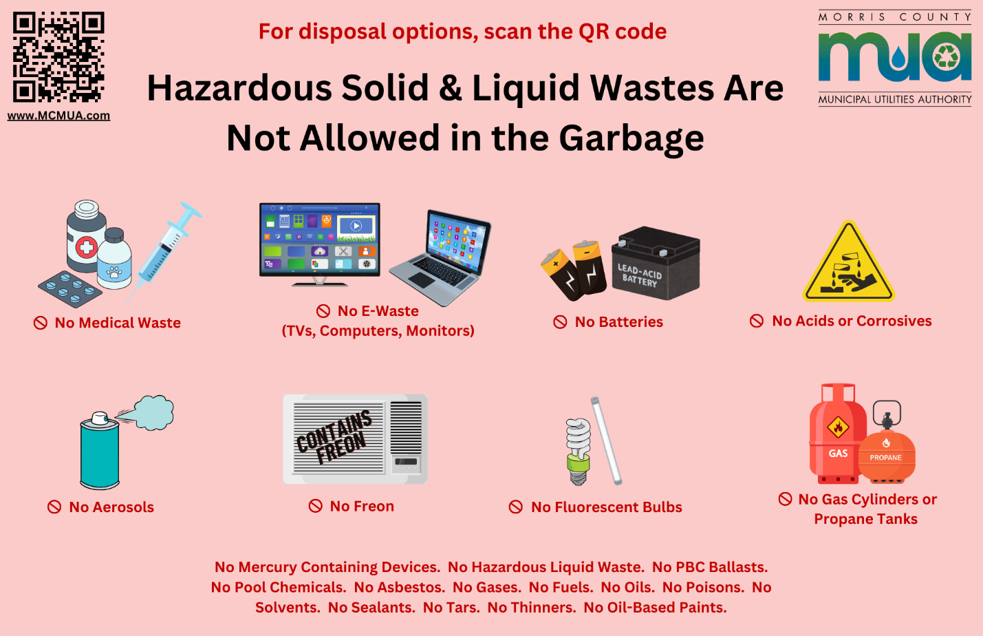 image of hazardous materials not allowed in dumpster